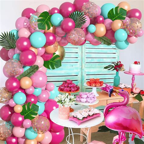 Kit De Guirnalda De Arco De Globos De Flamenco Tropical De 40 Pulgadas