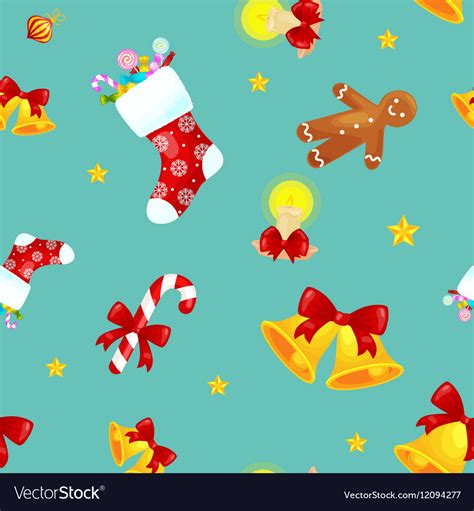 Christmas Seamless Pattern Gingerbread Man Vector Image