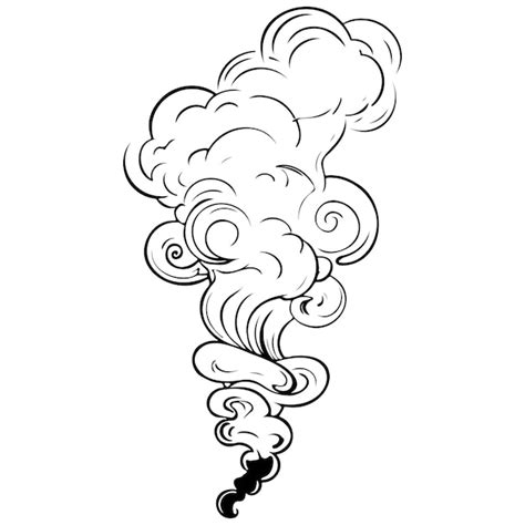 Smoke drawing outline cartoon line vector engraving with transparent background | Premium AI ...