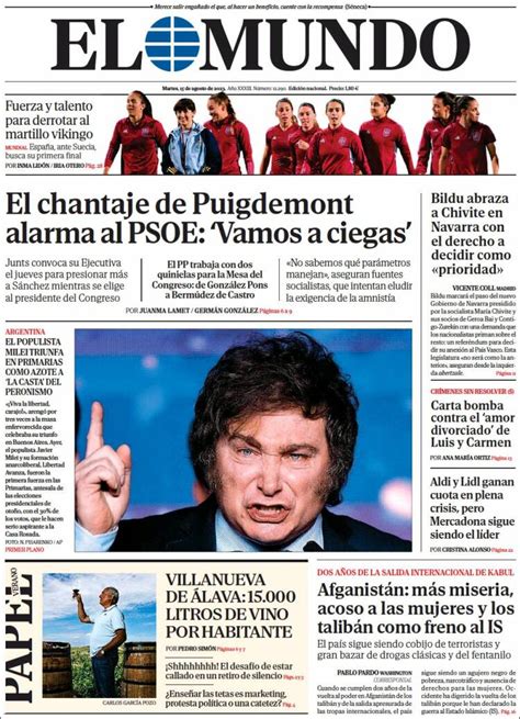 Periódico El Mundo España Periódicos De España Edición De Martes