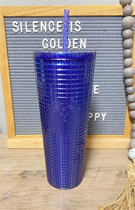 Starbucks Cobalt Blue Glitter Grid Tumbler Etsy