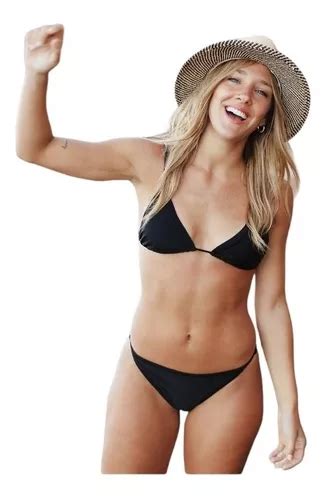 Bikini Triángulo Taza Desmontable Tiras Negras Colaless Moda MercadoLibre