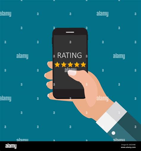 Flat Design Hand With Star Rating Evaluation System And Positive