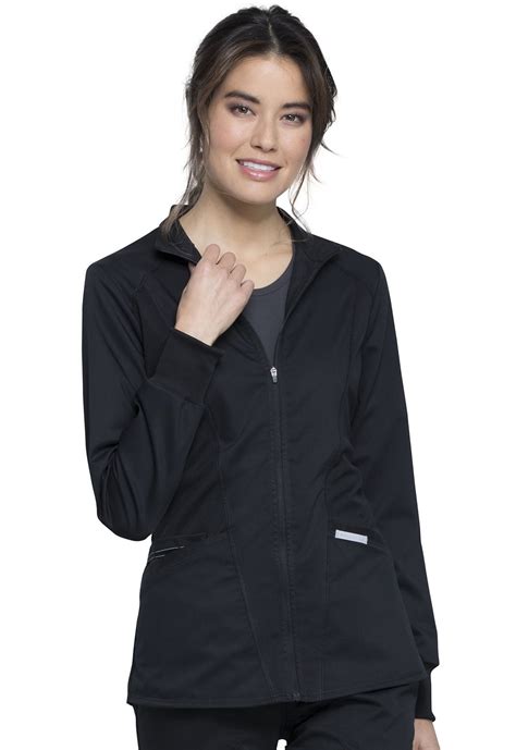 Cherokee Cherokee Workwear Revolution Scrubs Jacket For Women Zip Front High Low Ww301 Xs