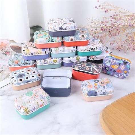 Jettingbuy Pcs Mini Flower Tin Trinket Coin Box Jewelry Storage Case