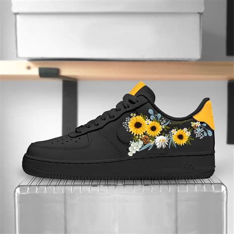 Black Sunflower Yellow Nike Air Force Custom Sneaker Etsy