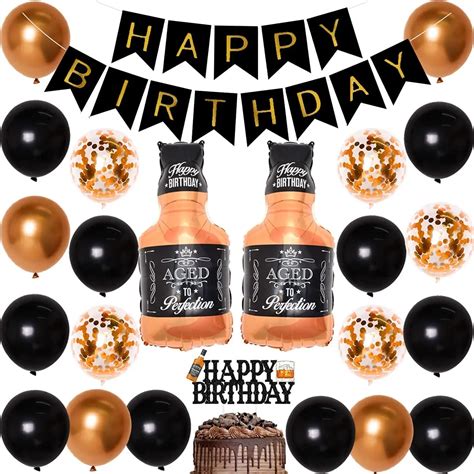 «whiskey Birthday Party Decorations Happy Birthday Banner Cake Topper