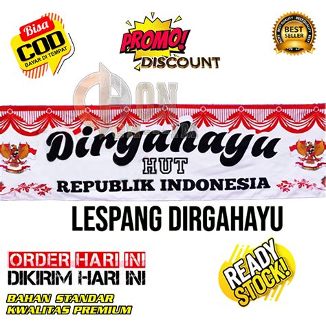 Jual BENDERA MERAH PUTIH LESPANG DIRGAHAYU 2 METER X 50 Cm Shopee