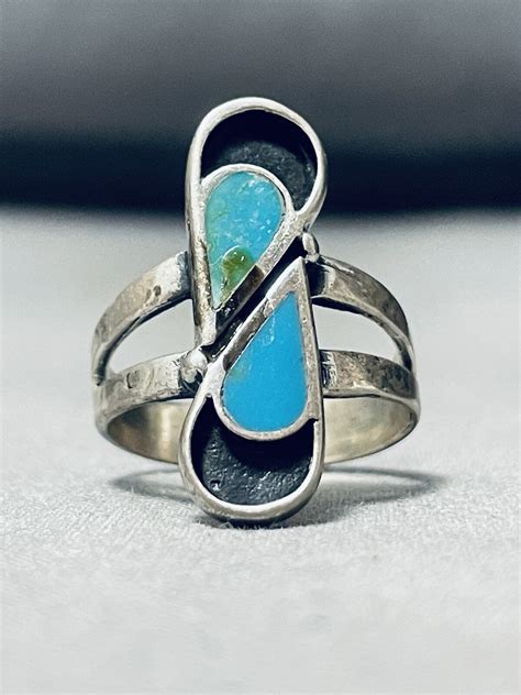 TEARS OF JOY VINTAGE ZUNI TURQUOISE STERLING SILVER R Gem