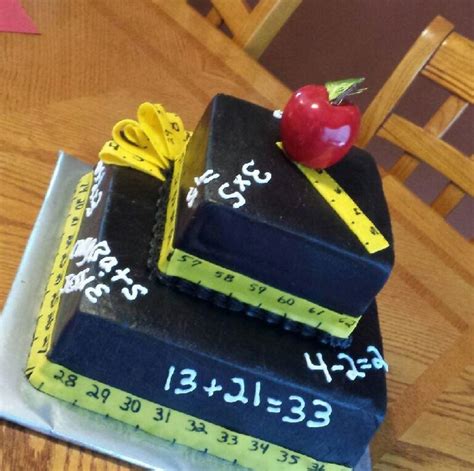 Graduation For A Math Teacher Chalk Board Cake With Apple