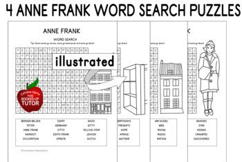 Anne Frank Word Search By Catch Up Learning Teachers Pay Teachers