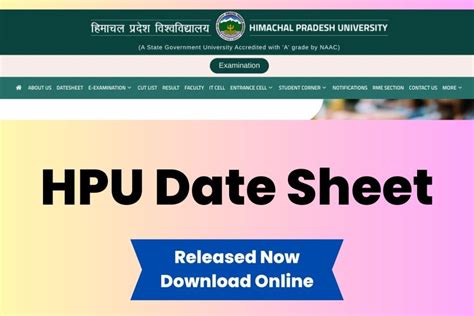 HPU Date Sheet 2023 Released Check Himachal Pradesh University UG