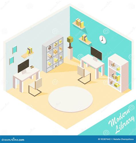 Library Isometric Concept With Books And Bookshelves Vector