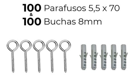 Kit Parafusos Gancho Pit O X E Buchas Mm Para Varal