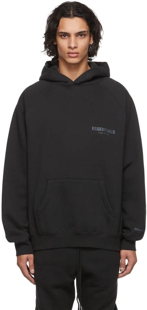 Fear Of God Essentials Black Stretch Limo Core Collection Hoodie