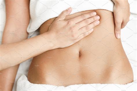 Hands Massaging Female Abdomenthera Featuring Massage Abdomen And Osteopathy Health