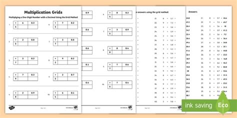 Multiplying Decimals With Grids Worksheets