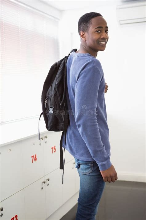 Smiling University Student with Backpack Stock Photo - Image of ...