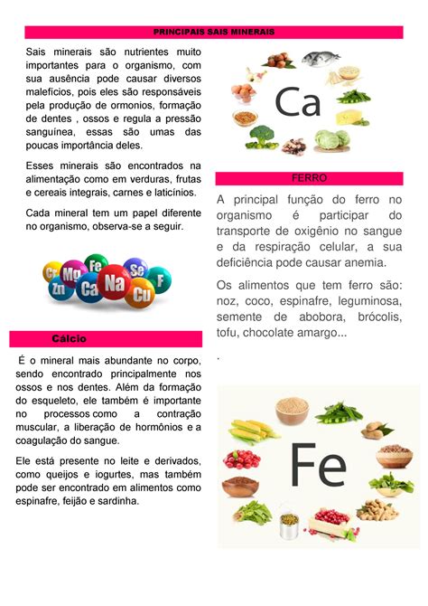 Tabela Vitaminas E Sais Minerais Librain