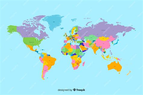 Цветная политическая карта мира | AI-сгенерированный вектор