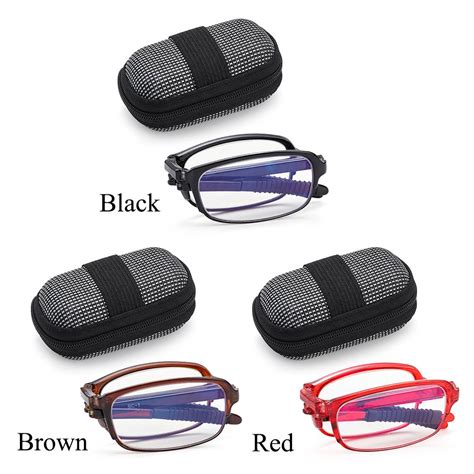 Tr90 Lightweight Eyewear Compact Folding Reading Glasses With Zipper