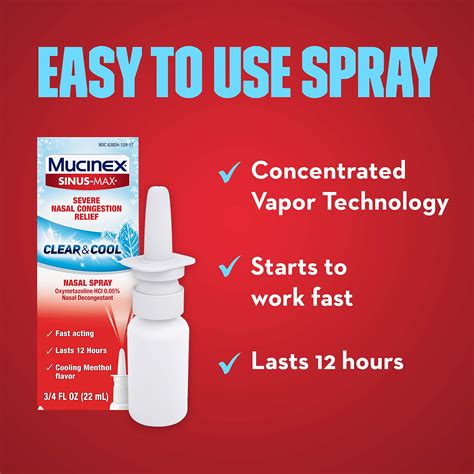 Mucinex Nasal Decongestant Spray Sinus Max Severe Nasal Congestion