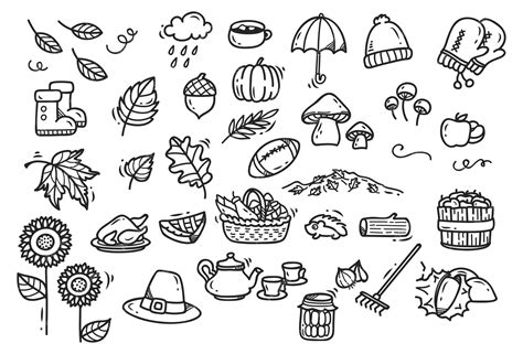 Premium Vector Cute Autumn Doodles Isolated On White Background