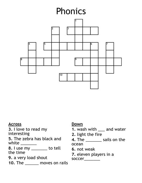 Phonics Crossword Puzzles Printable