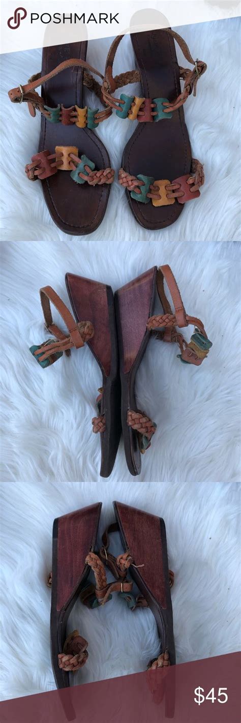 S Wood Leather Qualicraft Sandals B Vintage Fashion