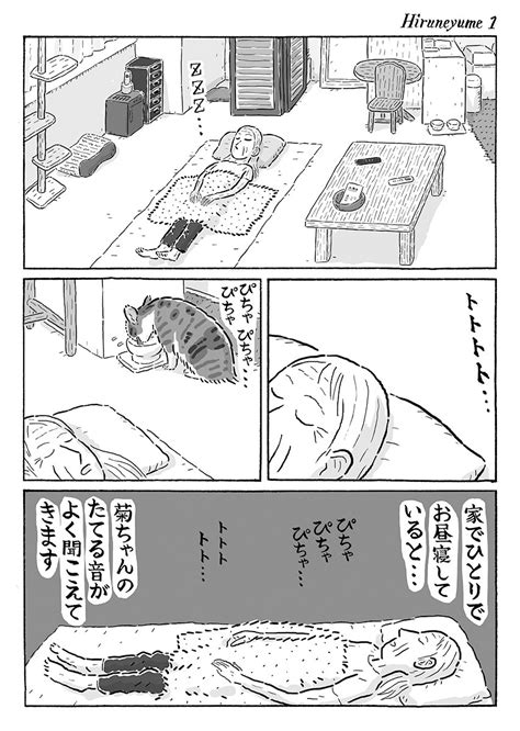 湊文『猫の菊ちゃん』 On Twitter 2ページ猫漫画「お昼寝の夢」 Szaa73ahfm Twitter