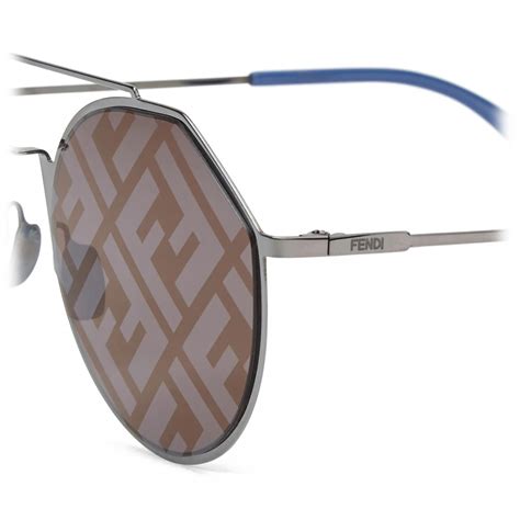 Fendi Eyeline Round Pilot Sunglasses Gray Sunglasses Fendi