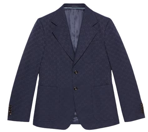 Gucci Gg Jacquard Blue Single Breasted Blazer WHATS ON THE STAR