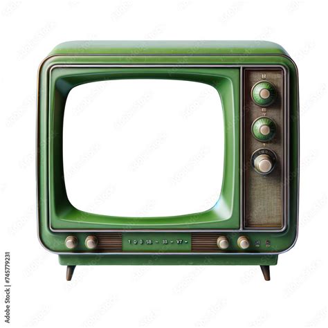 Green Retro TV Old Style Television Isolate Screen Empty Transparent