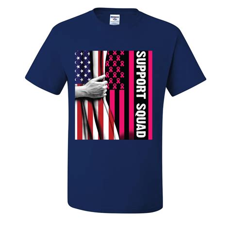 Support Squad Breast Cancer Awareness Warrior American Flag Mens T