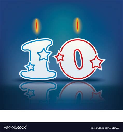 Birthday Candle Number 10 Royalty Free Vector Image