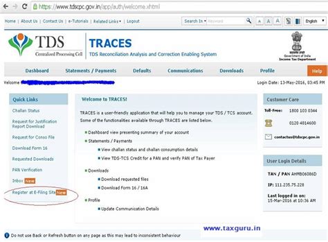 Registration Process For Online Tds Tcs Return Filing Upload