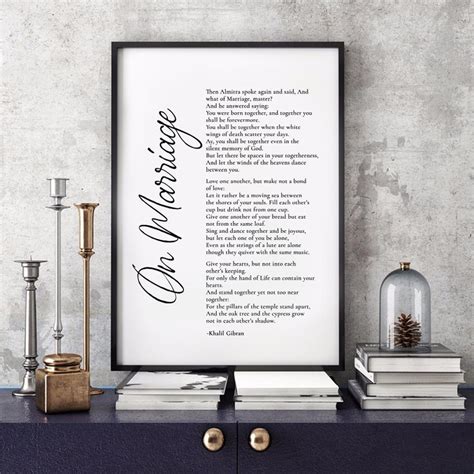 On Marriage Khalil Gibran Poem Printable Unframed For Home Etsy