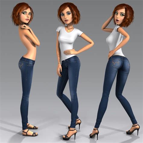 3d Model Cartoon Character Young Woman Girl Cartoon Female Character