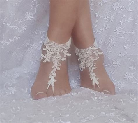 Ivory Bridal Lace Barefoot Sandal Anklet Beach Wedding Etsy