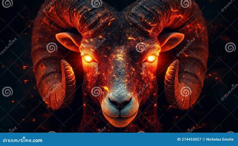 Fiery Aries Ram Symbol Ai Generated Stock Illustration Illustration