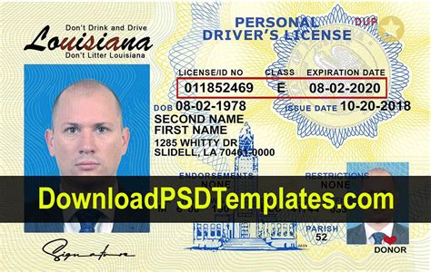 Louisiana Driver License Psd Template Drivers License Psd Templates