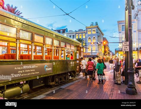 NEW ORLEANS JULY 14 People Travel With The Famous Old Street Car St