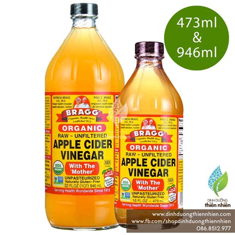 Giấm Táo Hữu Cơ Bragg Organic Apple Cider Vinegar Có Con Giấm With