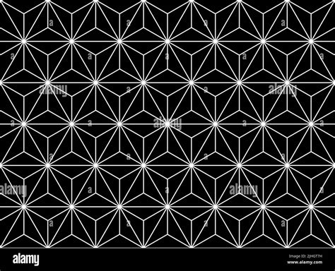 asanoha seamless japanese pattern white outline illustration