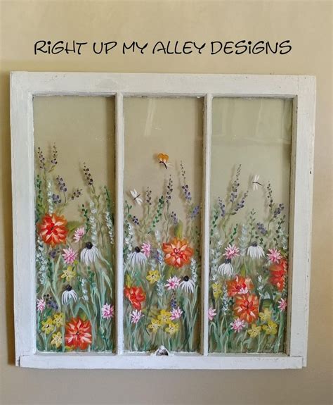 Old Painted Window Sold But You Can Custom Order Your Own Window Ideas Wall Art Vintage Painted