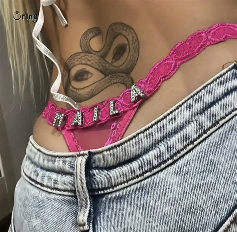 Tanga Con Nombre Personalizado Para Mujer Bragas De Bikini Sexy Con Letras De Cristal Lencer A