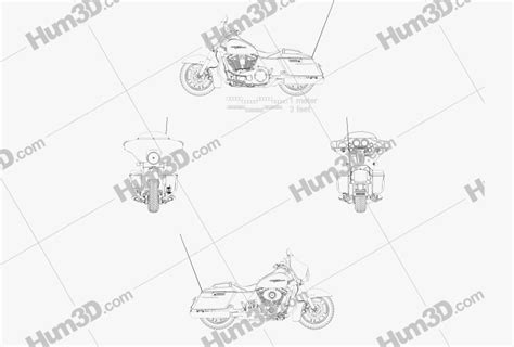 Harley Davidson Street Glide 2011 Blueprint Hum3D