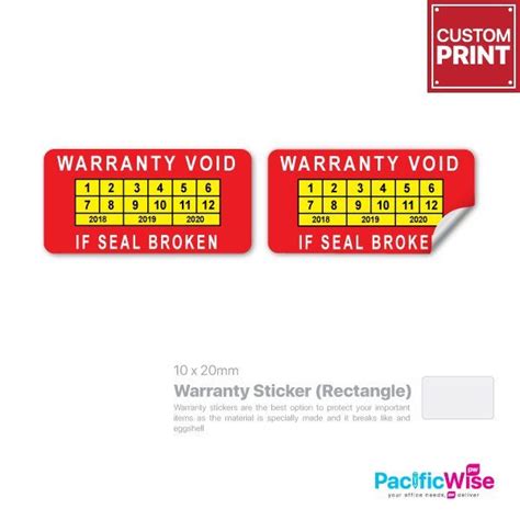 Customized Printing Warranty Sticker Rectangle Buy Warranty Sticker