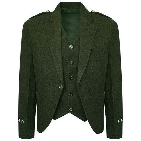 Tweed Crail Highland Kilt Jacket And Waistcoat Green Scottish Etsy Uk