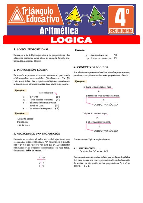 Logica Para Cuarto Grado De Secundaria L Gica Proposicional